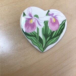 Hand Painted Vintage Lady’s Slipper Flower Lapel Pin Button Brooch Backpack Pin